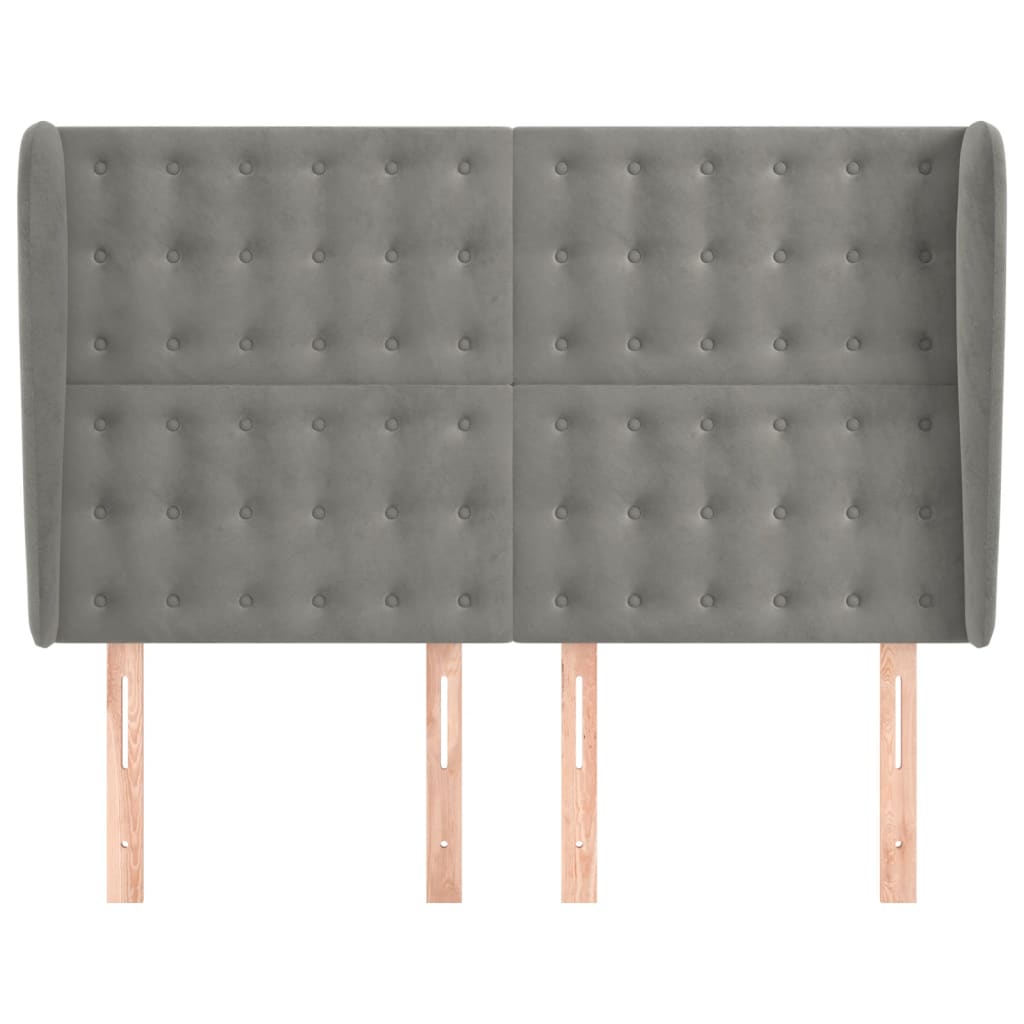 Tête de lit avec oreilles Gris clair 147x23x118/128 cm Velours - XIOS