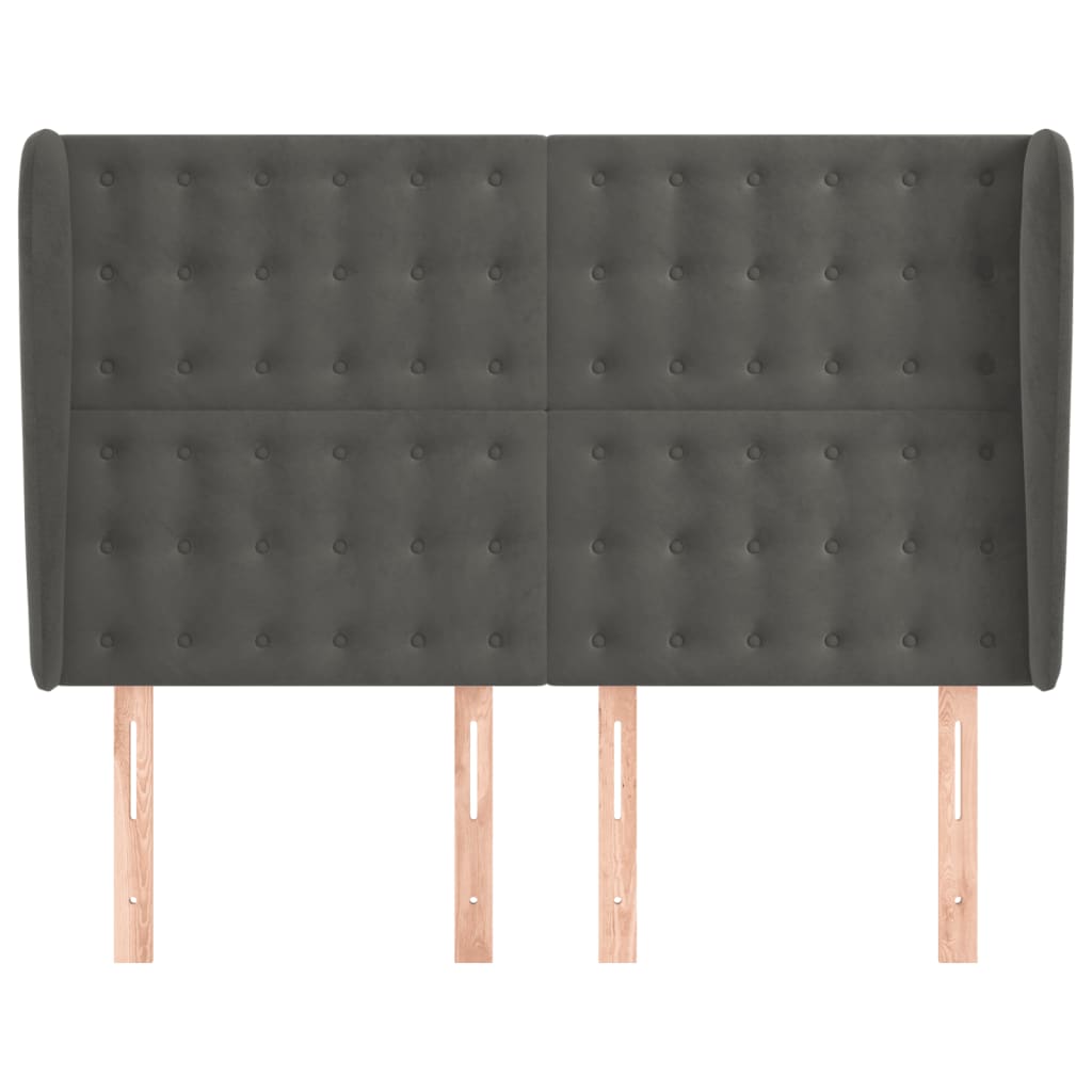 Tête de lit avec oreilles Gris foncé 147x23x118/128 cm Velours - XIOS