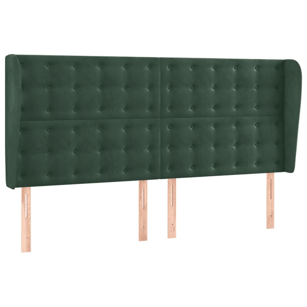Tête de lit avec oreilles Vert foncé 163x23x118/128 cm Velours - XIOS