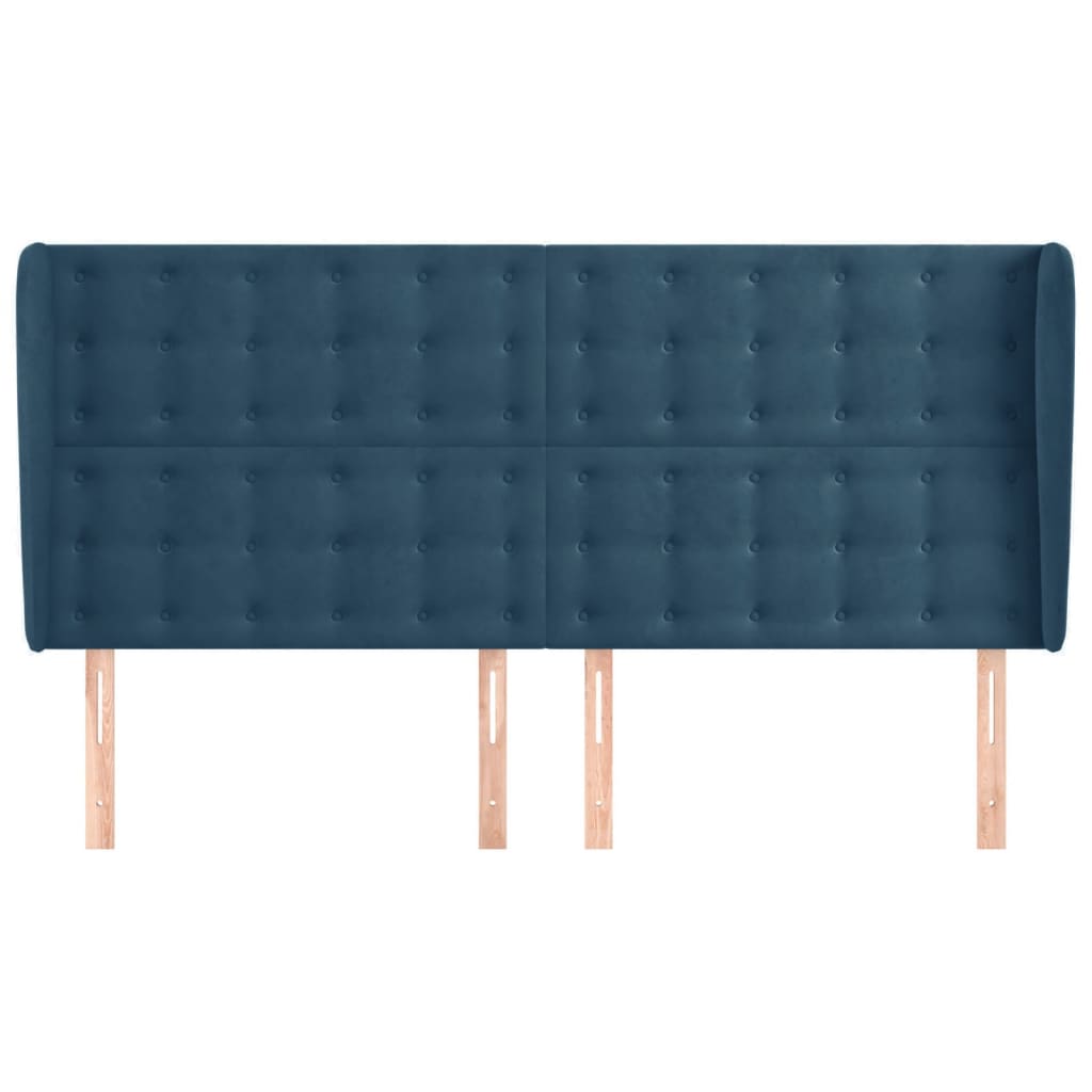 Tête de lit avec oreilles Bleu foncé 183x23x118/128 cm Velours - XIOS