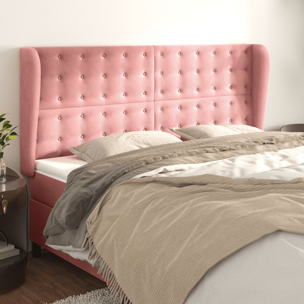 Tête de lit avec oreilles Rose 183x23x118/128 cm Velours - XIOS