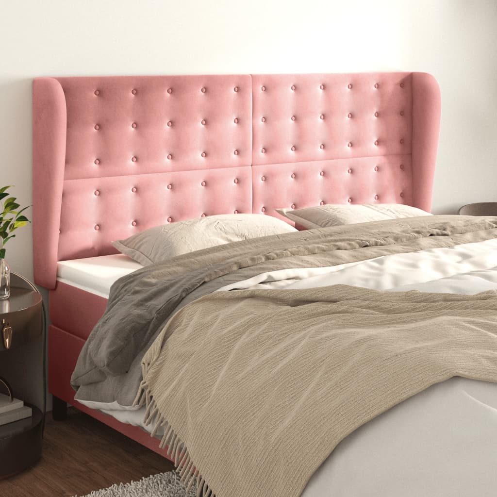 Tête de lit avec oreilles Rose 203x23x118/128 cm Velours - XIOS