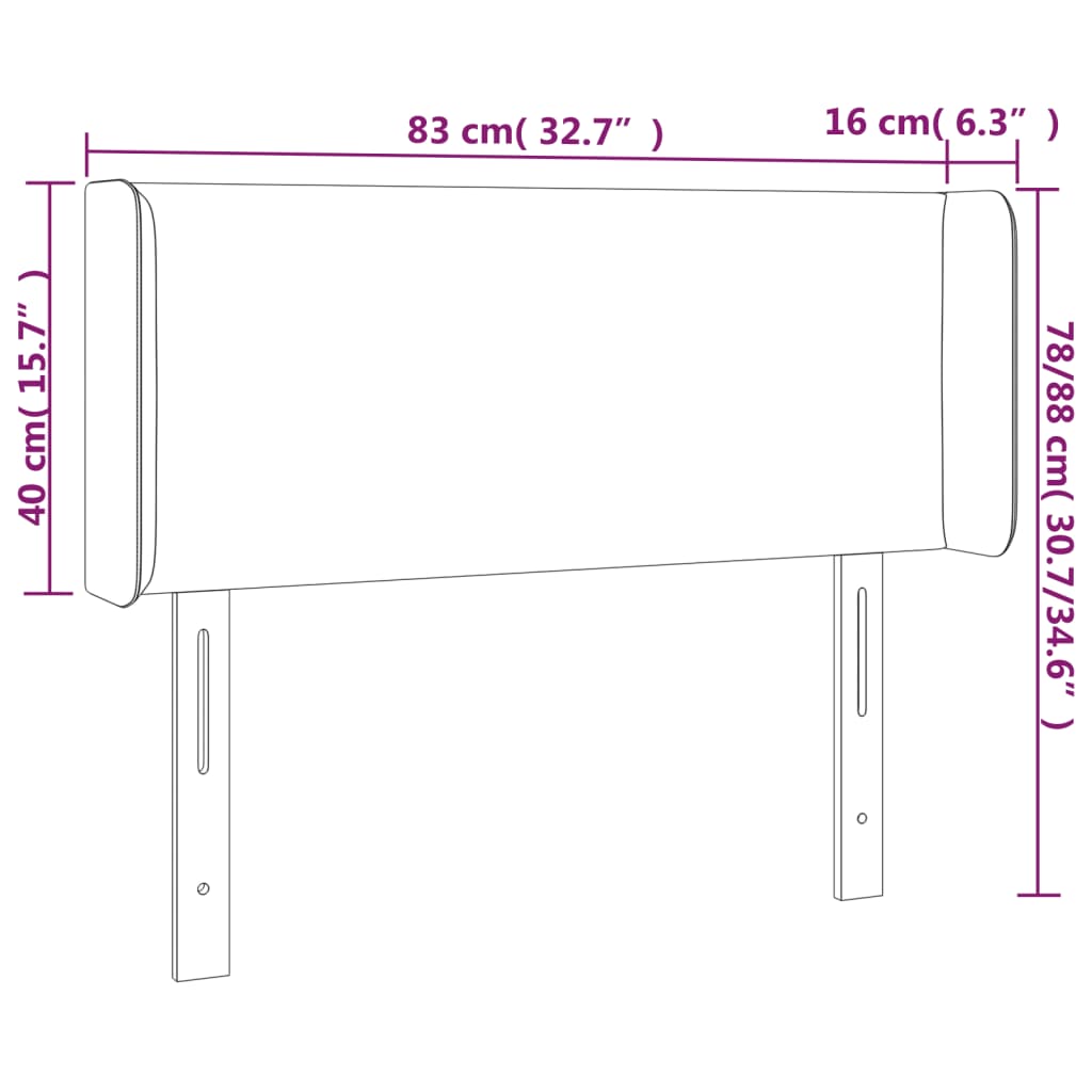 Tête de lit avec oreilles Gris clair 83x16x78/88 cm Tissu - XIOS