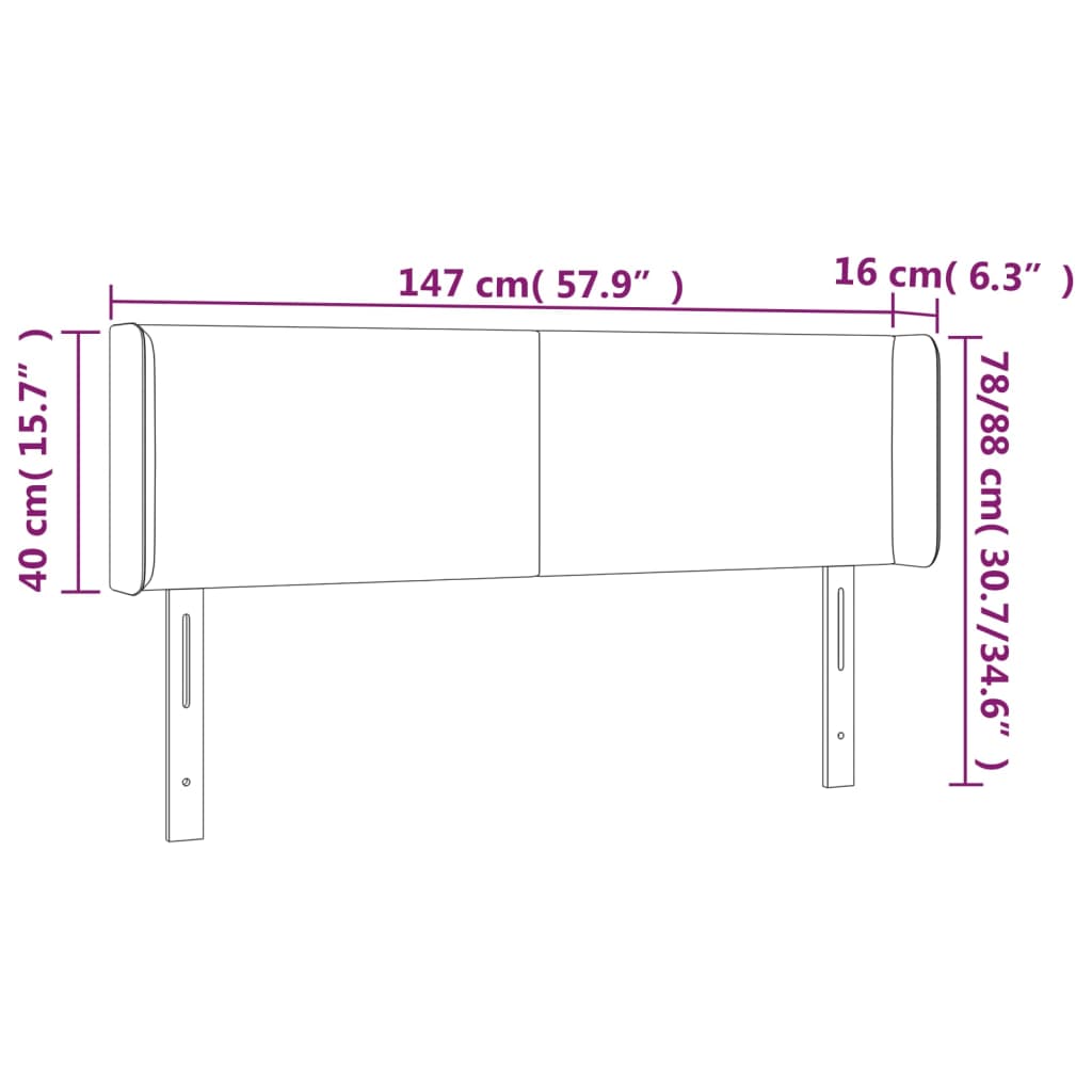 Tête de lit avec oreilles Gris foncé 147x16x78/88 cm Tissu - XIOS