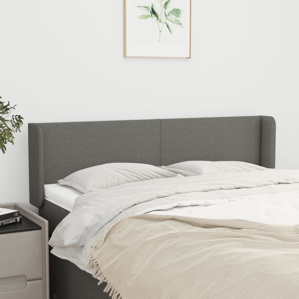 Tête de lit avec oreilles Gris foncé 147x16x78/88 cm Tissu - XIOS