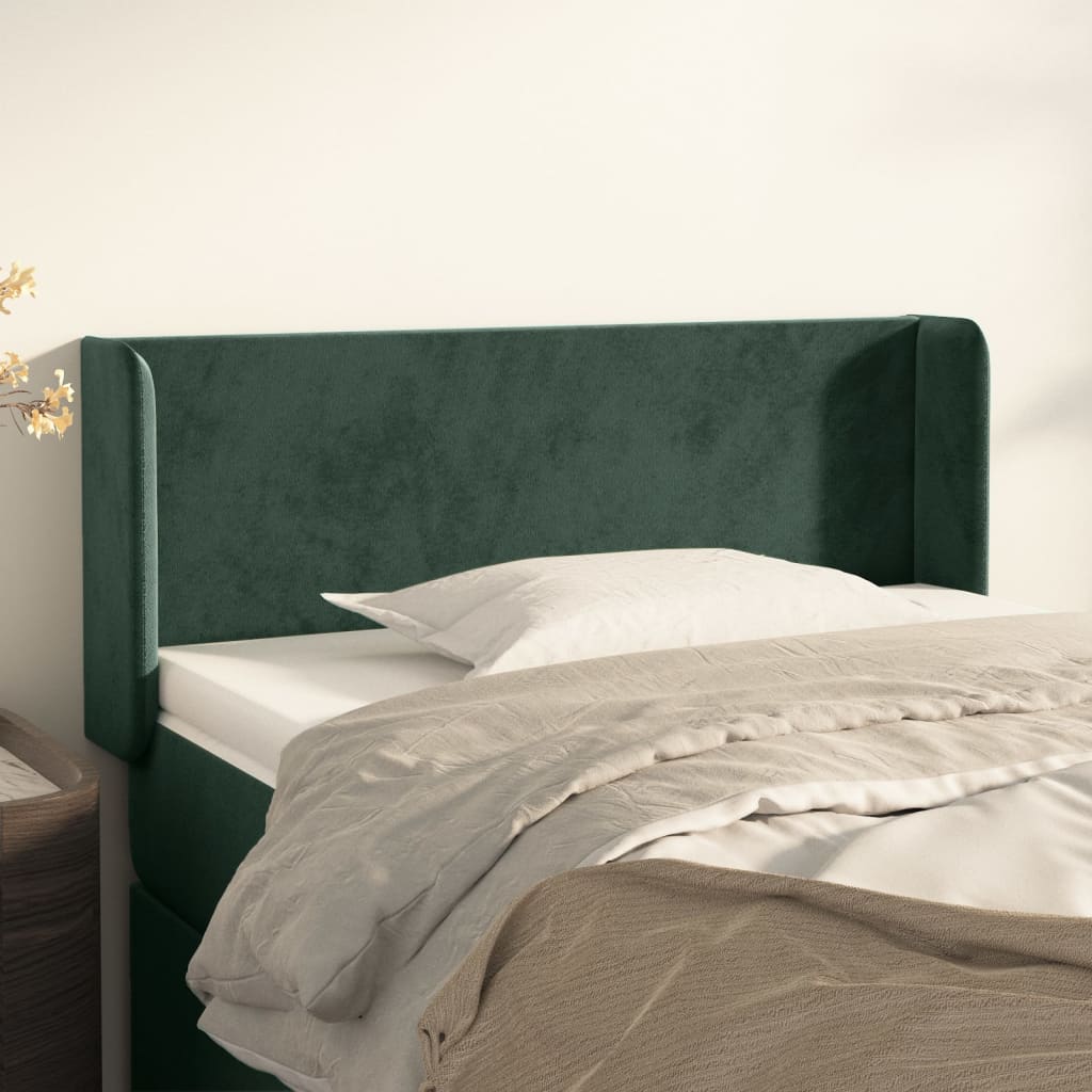 Tête de lit avec oreilles Vert foncé 93x16x78/88 cm Velours - XIOS