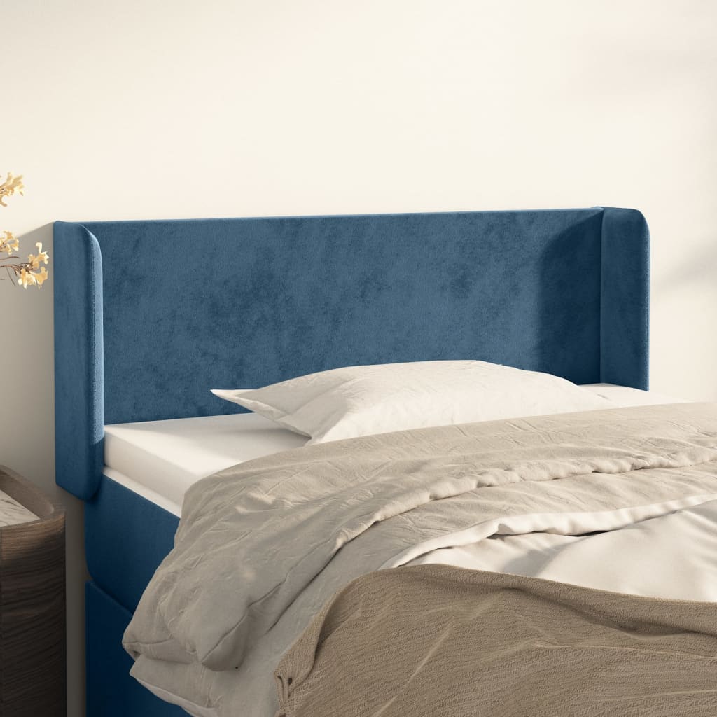 Tête de lit avec oreilles Bleu foncé 93x16x78/88 cm Velours - XIOS