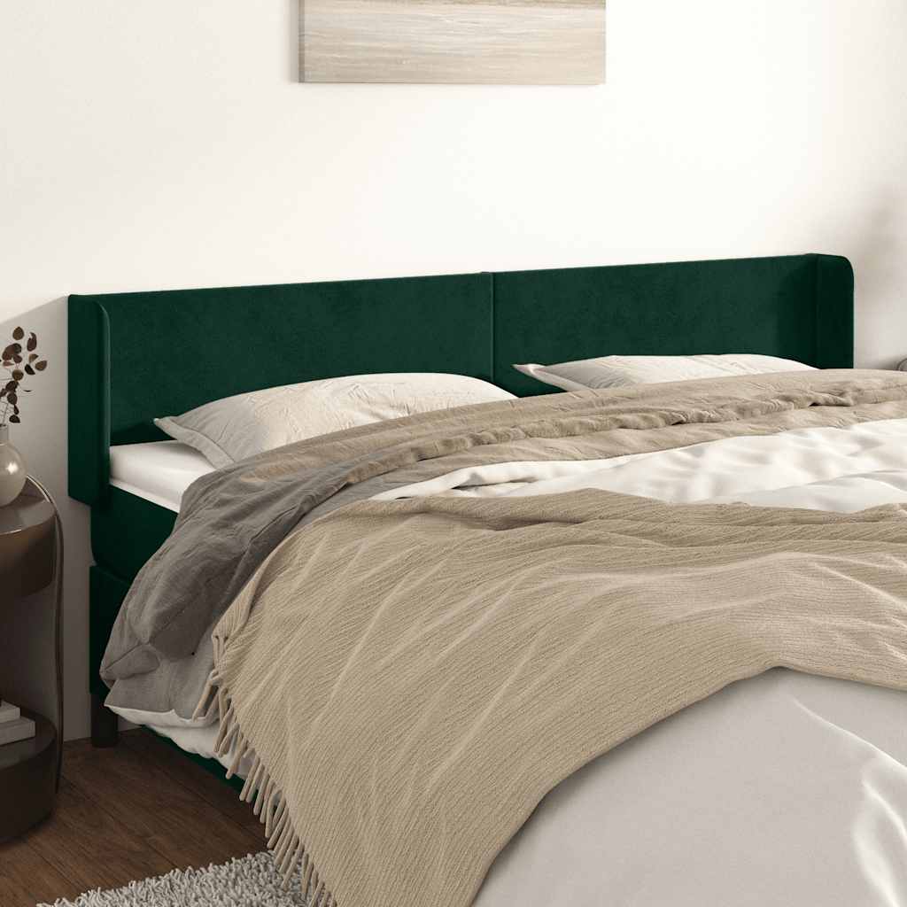 Tête de lit avec oreilles Vert foncé 183x16x78/88 cm Velours - XIOS