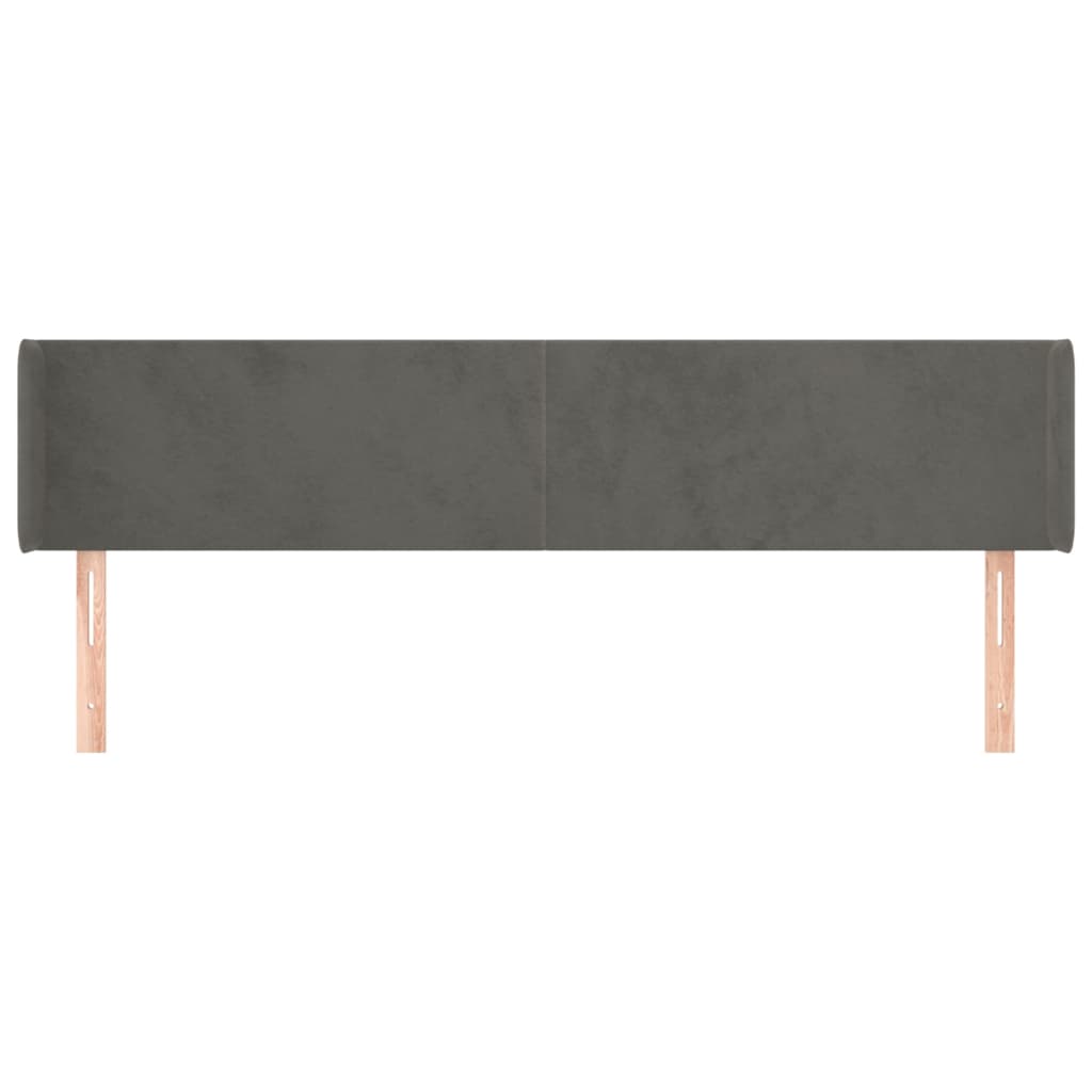 Tête de lit avec oreilles Gris foncé 203x16x78/88 cm Velours - XIOS
