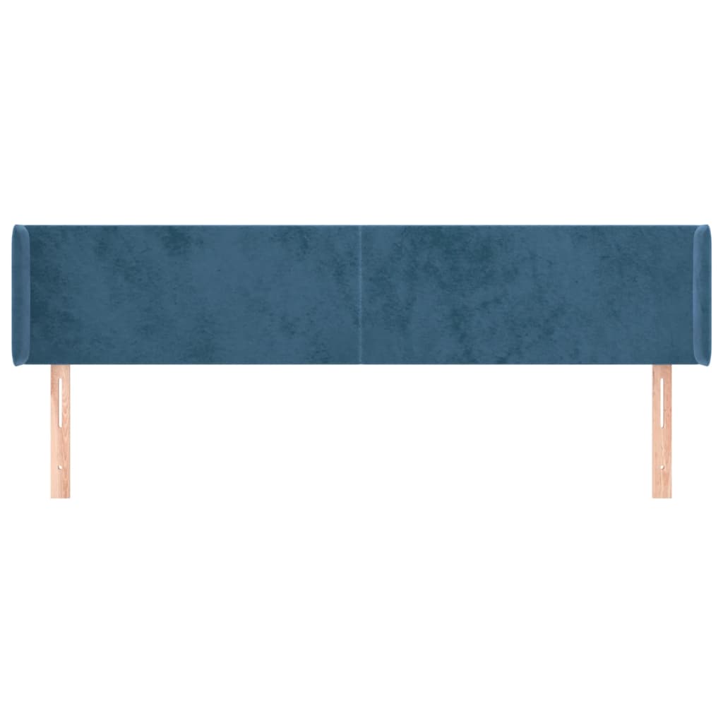 Tête de lit avec oreilles Bleu foncé 203x16x78/88 cm Velours - XIOS