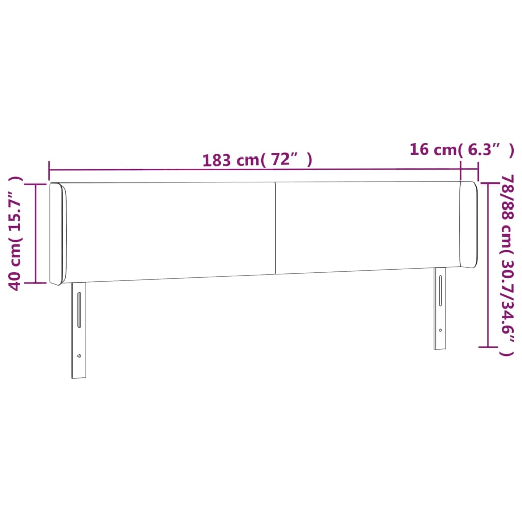 Tête de lit avec oreilles Blanc 183x16x78/88 cm Similicuir - XIOS