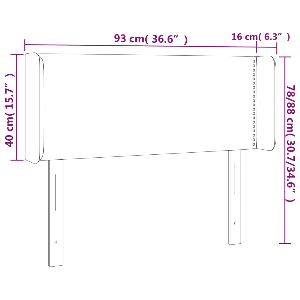 Tête de lit avec oreilles Taupe 93x16x78/88 cm Tissu - XIOS