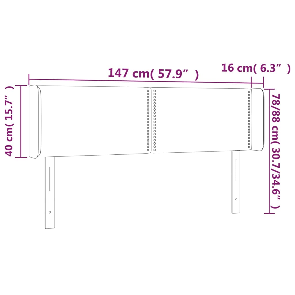 Tête de lit avec oreilles Gris foncé 147x16x78/88 cm Tissu - XIOS