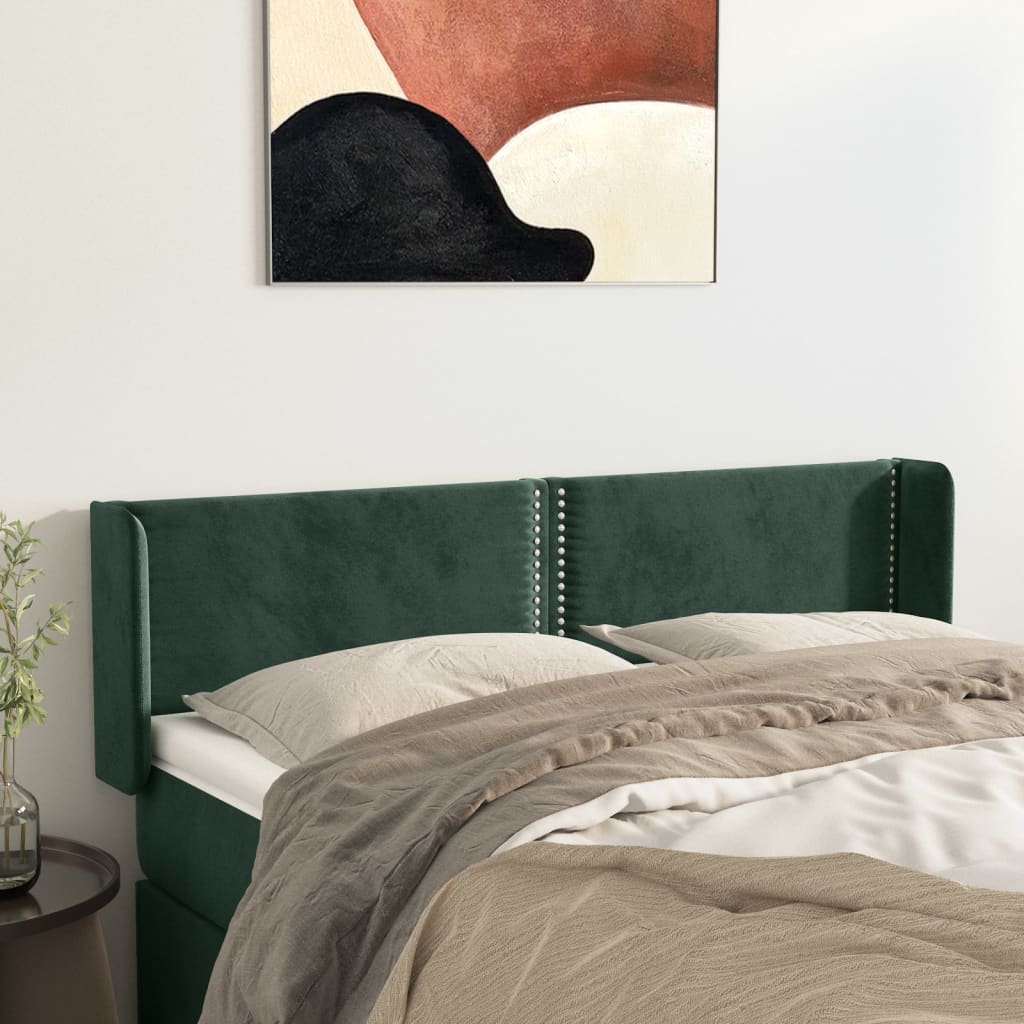 Tête de lit avec oreilles Vert foncé 147x16x78/88 cm Velours - XIOS