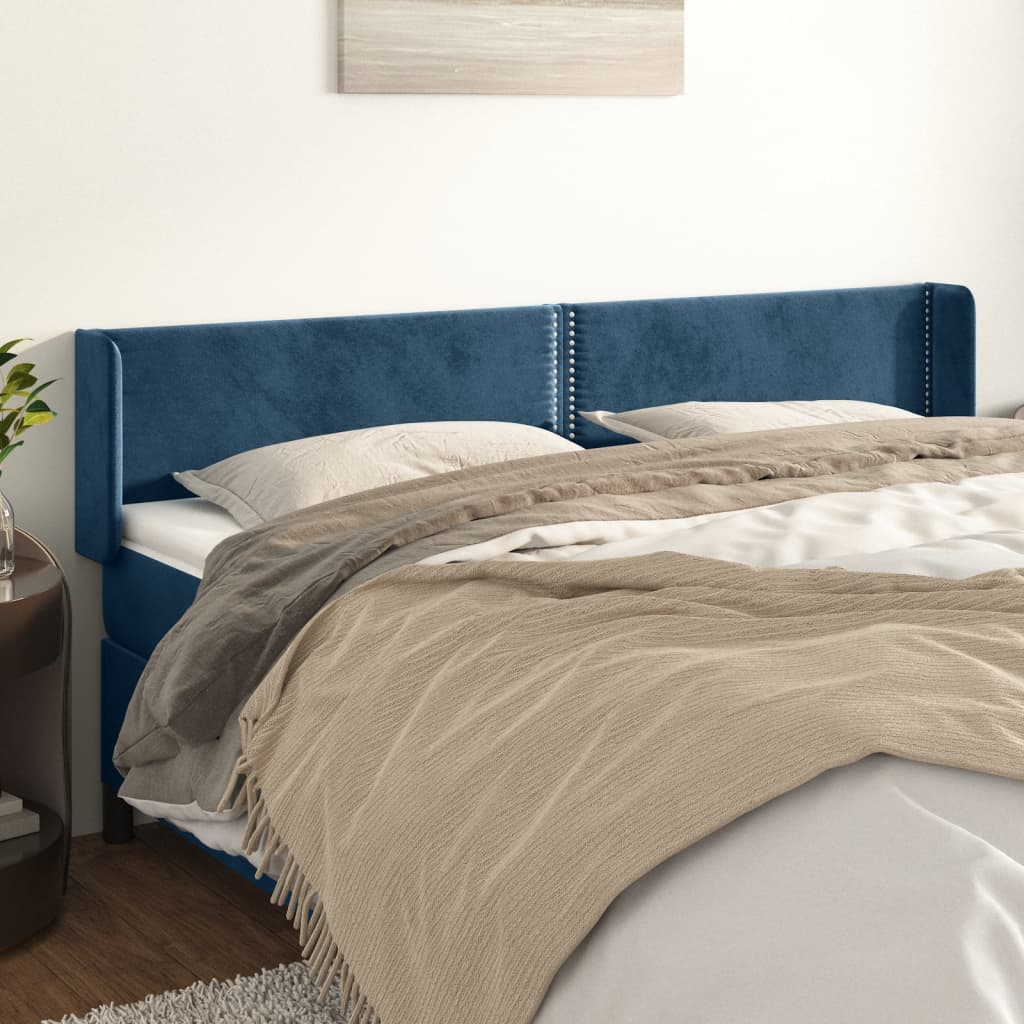 Tête de lit avec oreilles Bleu foncé 203x16x78/88 cm Velours - XIOS