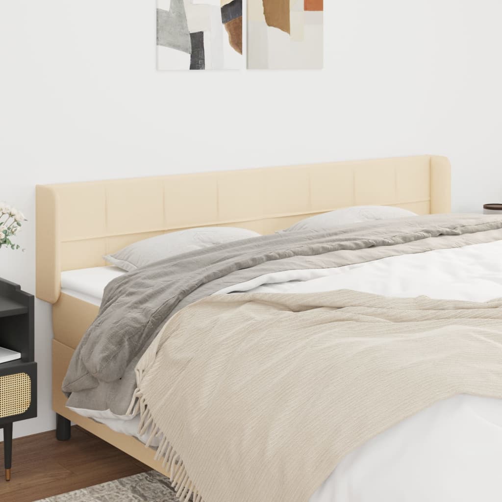 Tête de lit avec oreilles Crème 163x16x78/88 cm Tissu Têtes et pieds de lit vidaXL