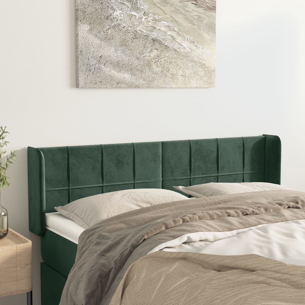 Tête de lit avec oreilles Vert foncé 147x16x78/88 cm Velours - XIOS