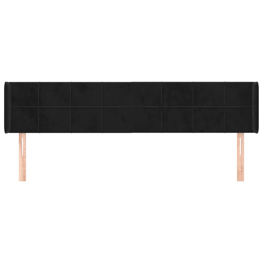 Tête de lit avec oreilles Noir 183x16x78/88 cm Velours - XIOS