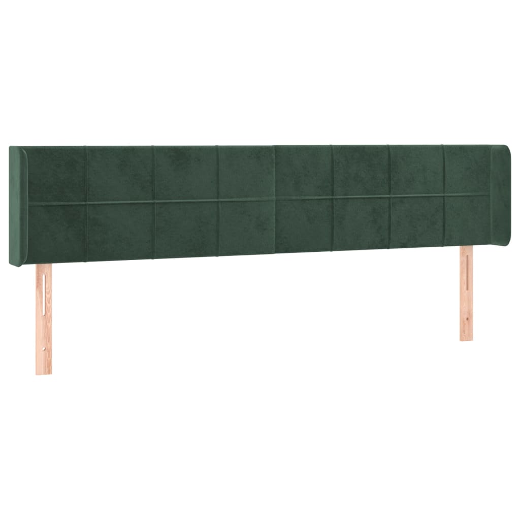 Tête de lit avec oreilles Vert foncé 183x16x78/88 cm Velours Têtes et pieds de lit vidaXL