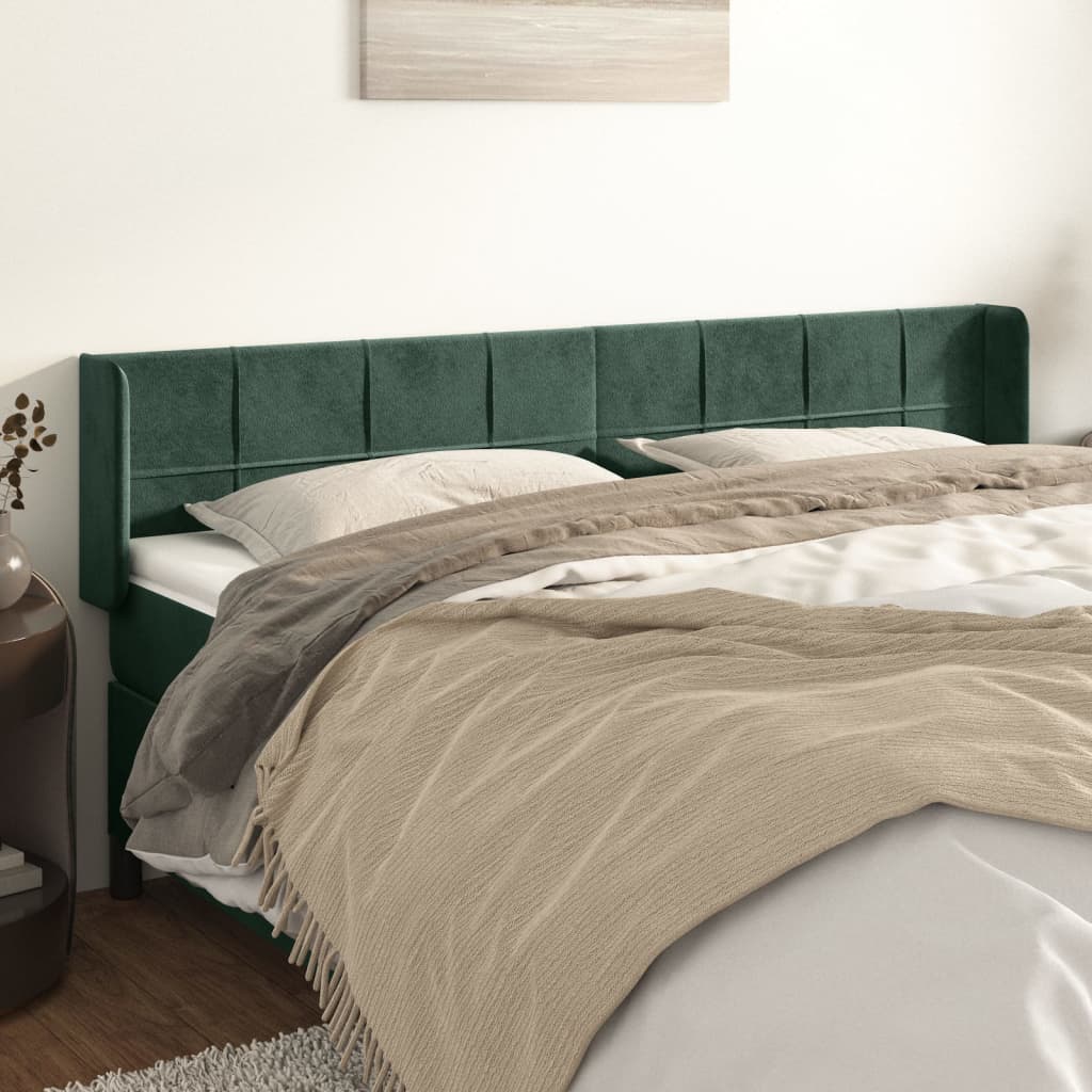Tête de lit avec oreilles Vert foncé 183x16x78/88 cm Velours Têtes et pieds de lit vidaXL