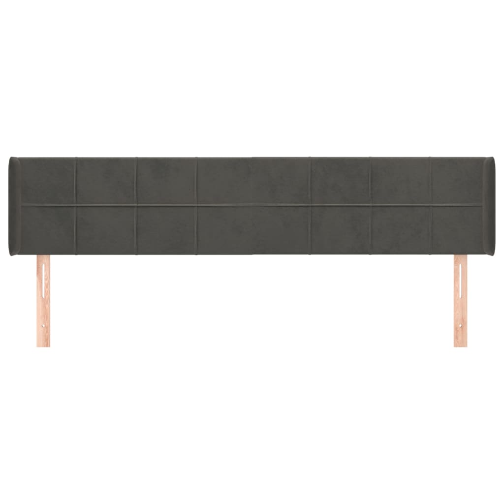 Tête de lit avec oreilles Gris foncé 203x16x78/88 cm Velours - XIOS