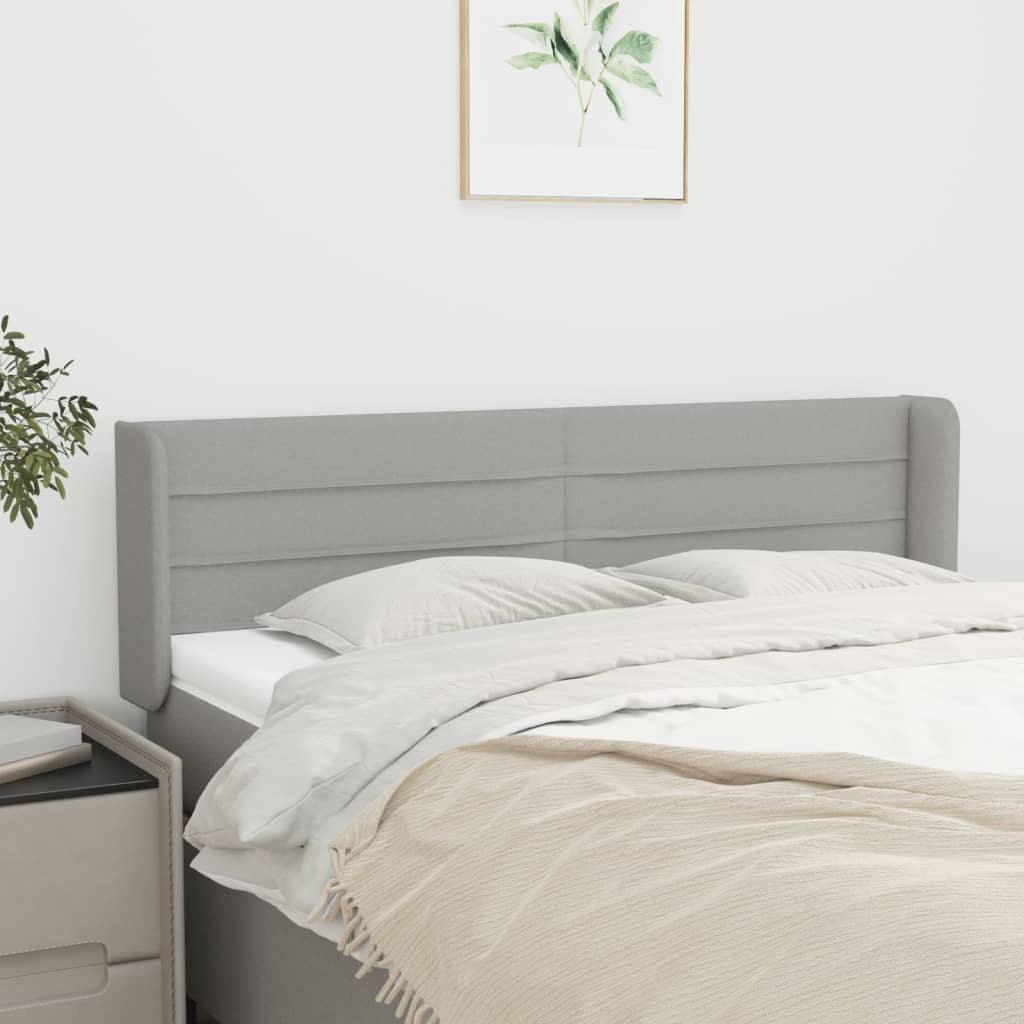 Tête de lit avec oreilles Gris clair 147x16x78/88 cm Tissu Têtes et pieds de lit vidaXL