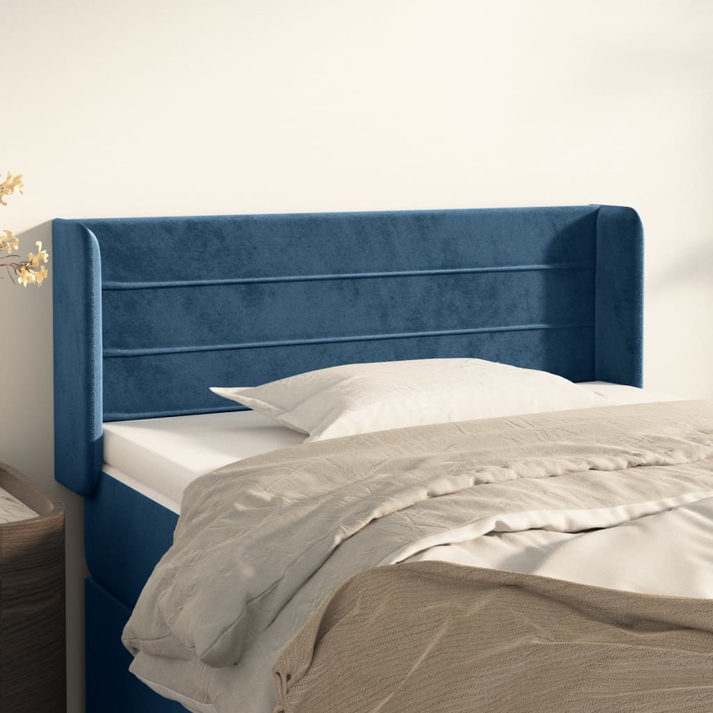 Tête de lit avec oreilles Bleu Foncé 83x16x78/88 cm Velours - XIOS