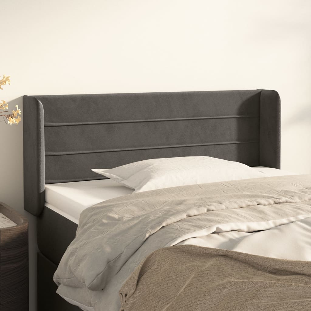 Tête de lit avec oreilles Gris foncé 93x16x78/88 cm Velours - XIOS