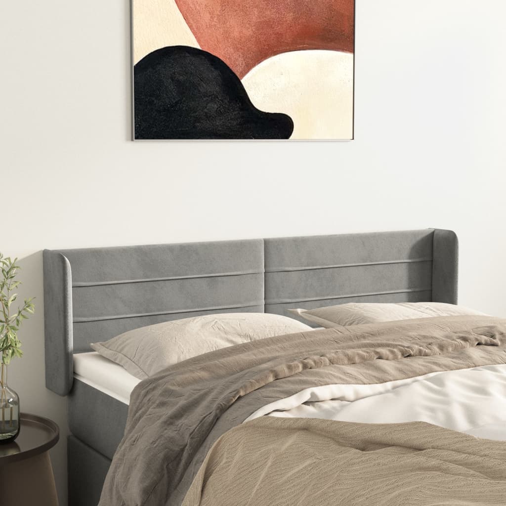 Tête de lit avec oreilles Gris clair 147x16x78/88 cm Velours - XIOS