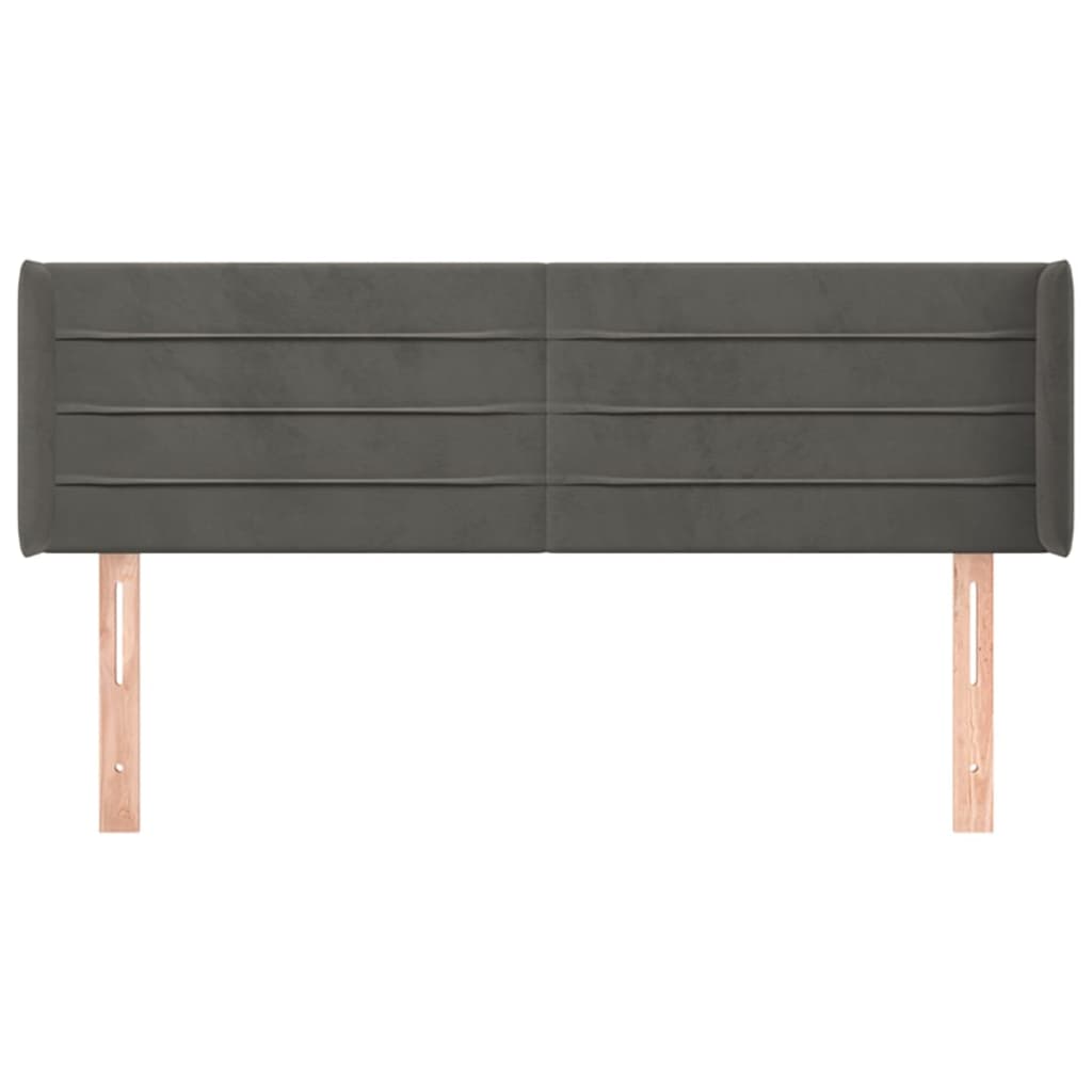 Tête de lit avec oreilles Gris foncé 147x16x78/88 cm Velours - XIOS