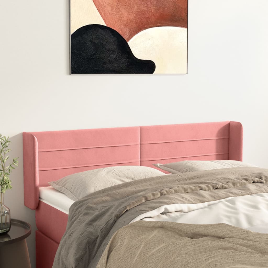Tête de lit avec oreilles Rose 147x16x78/88 cm Velours - XIOS