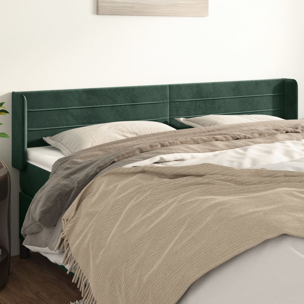 Tête de lit avec oreilles Vert foncé 183x16x78/88 cm Velours - XIOS