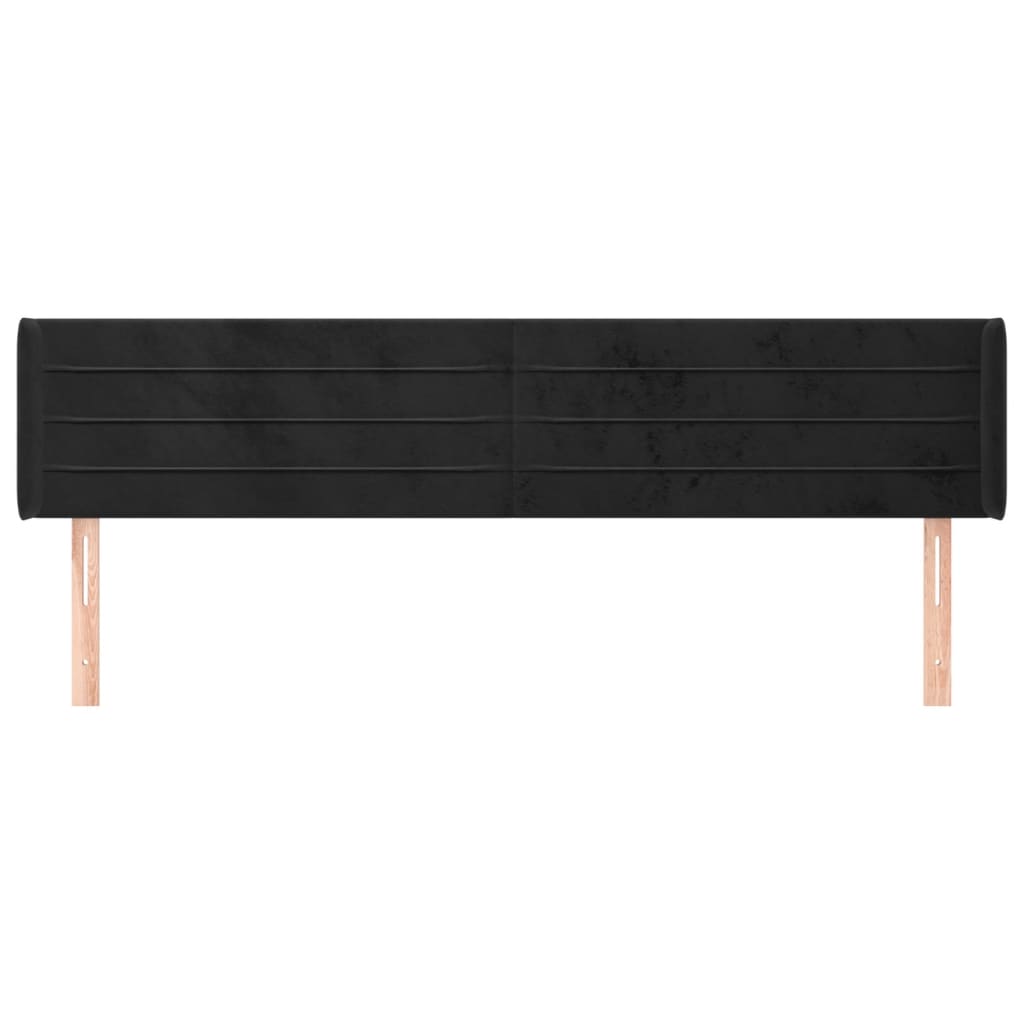 Tête de lit avec oreilles Noir 203x16x78/88 cm Velours - XIOS