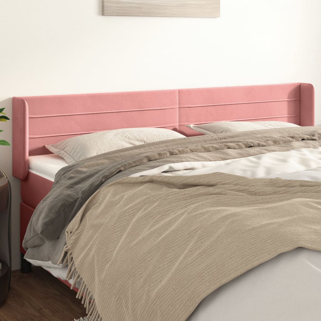 Tête de lit avec oreilles Rose 203x16x78/88 cm Velours - XIOS
