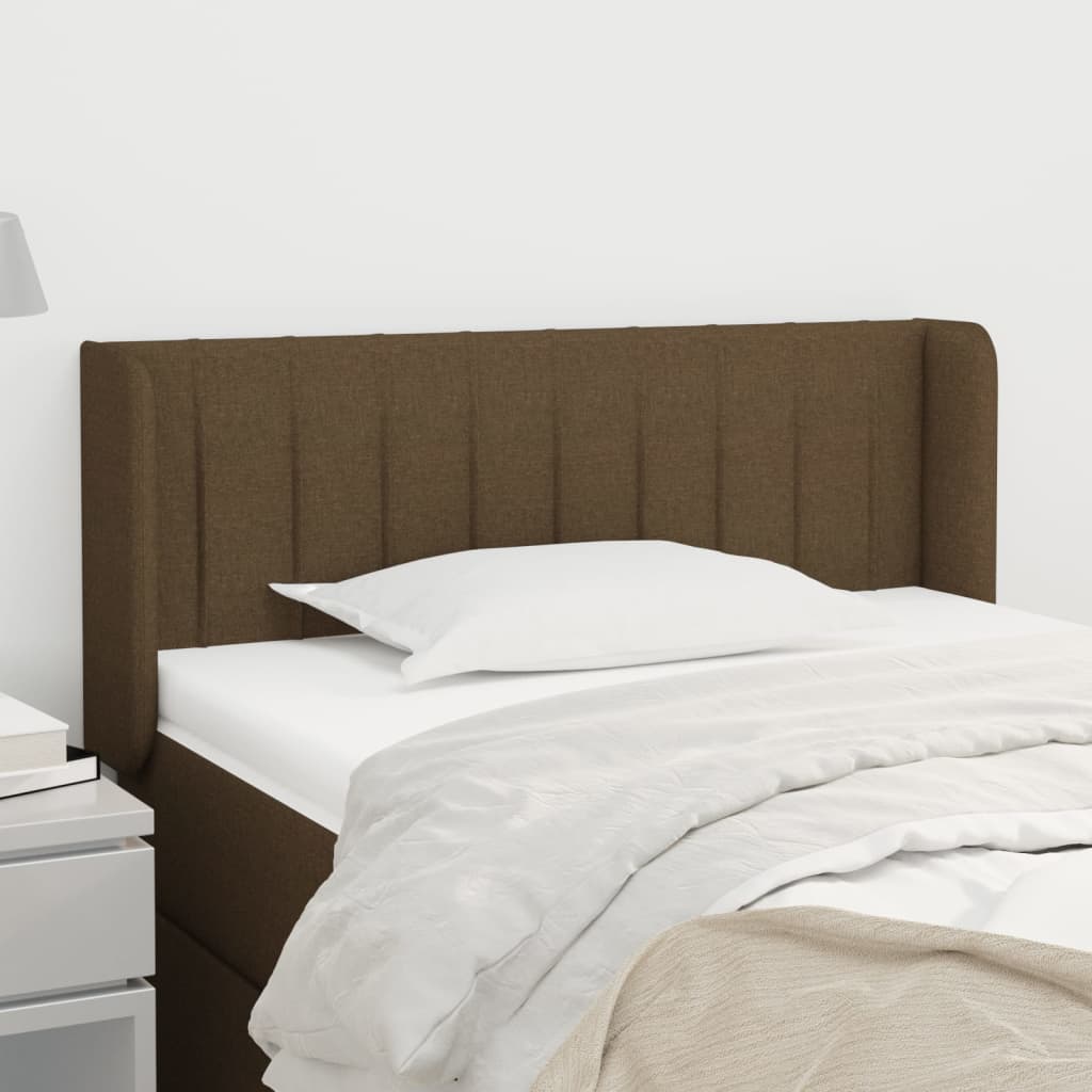 Tête de lit avec oreilles Marron Foncé 93x16x78/88 cm Tissu Têtes et pieds de lit vidaXL