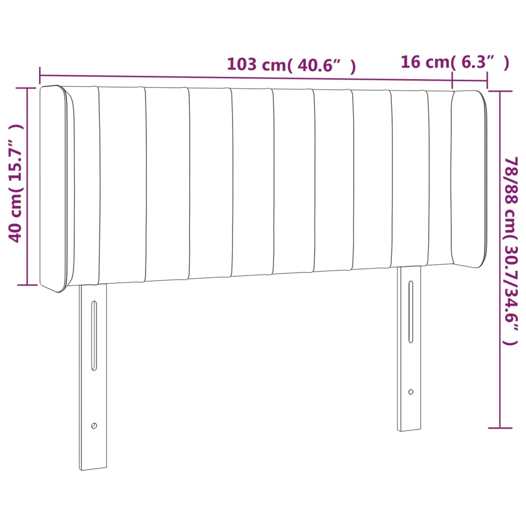Tête de lit avec oreilles Gris clair 103x16x78/88 cm Tissu - XIOS