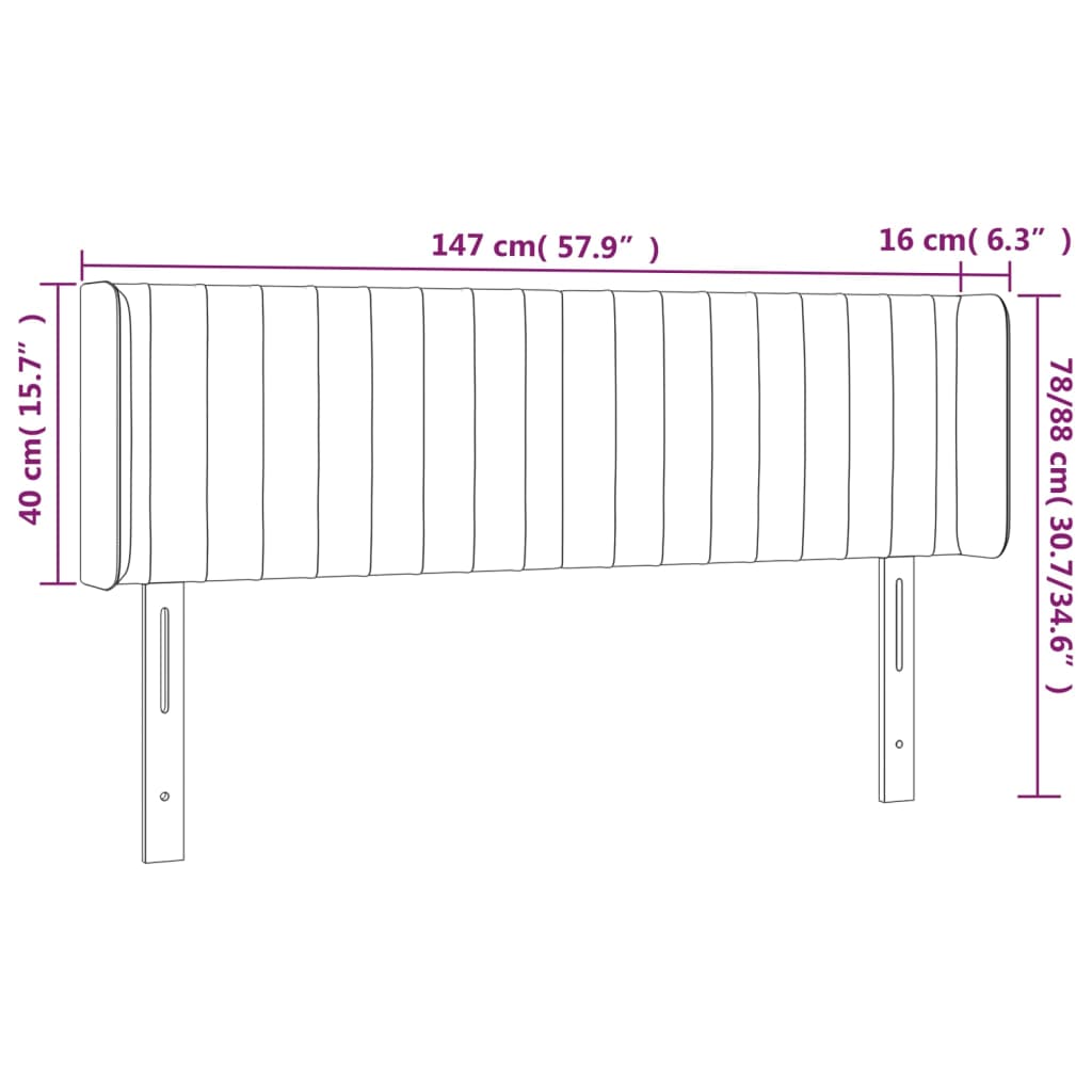 Tête de lit avec oreilles Gris clair 147x16x78/88 cm Tissu - XIOS
