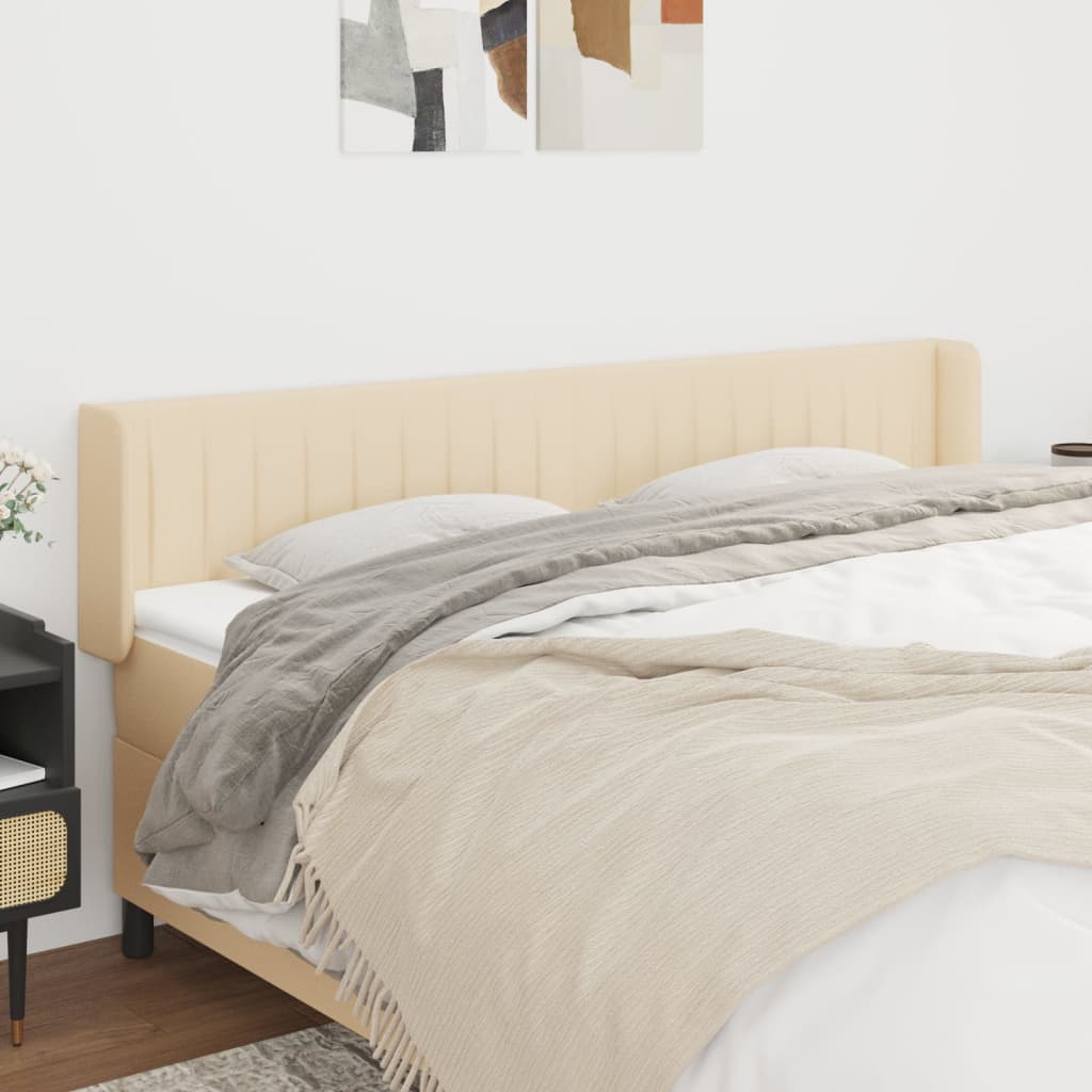 Tête de lit avec oreilles Crème 163x16x78/88 cm Tissu Têtes et pieds de lit vidaXL