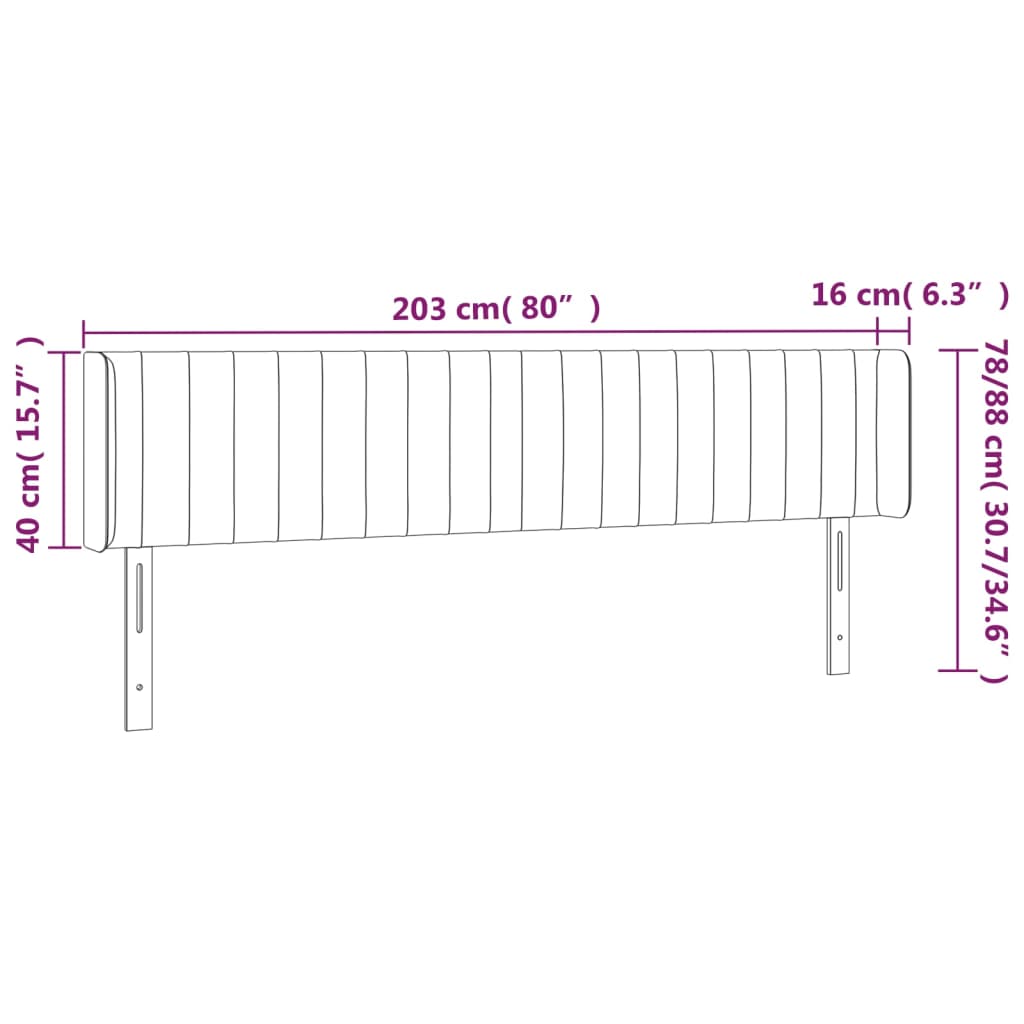 Tête de lit avec oreilles Gris clair 203x16x78/88 cm Tissu - XIOS