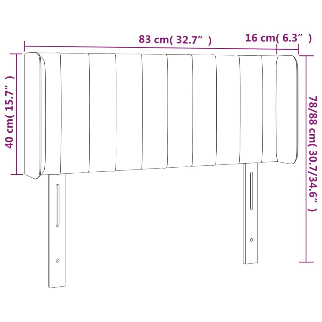 Tête de lit avec oreilles Gris clair 83x16x78/88 cm Velours - XIOS
