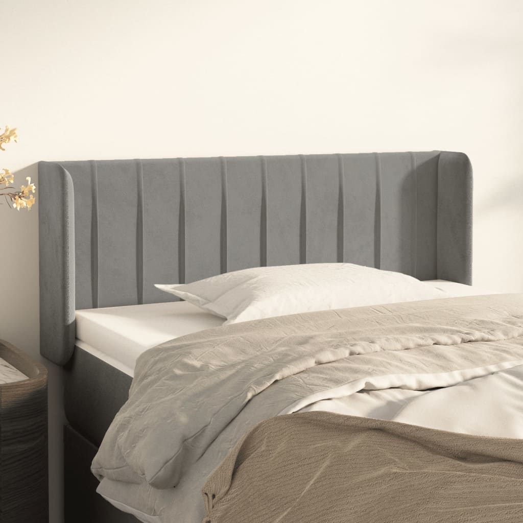 Tête de lit avec oreilles Gris clair 83x16x78/88 cm Velours - XIOS