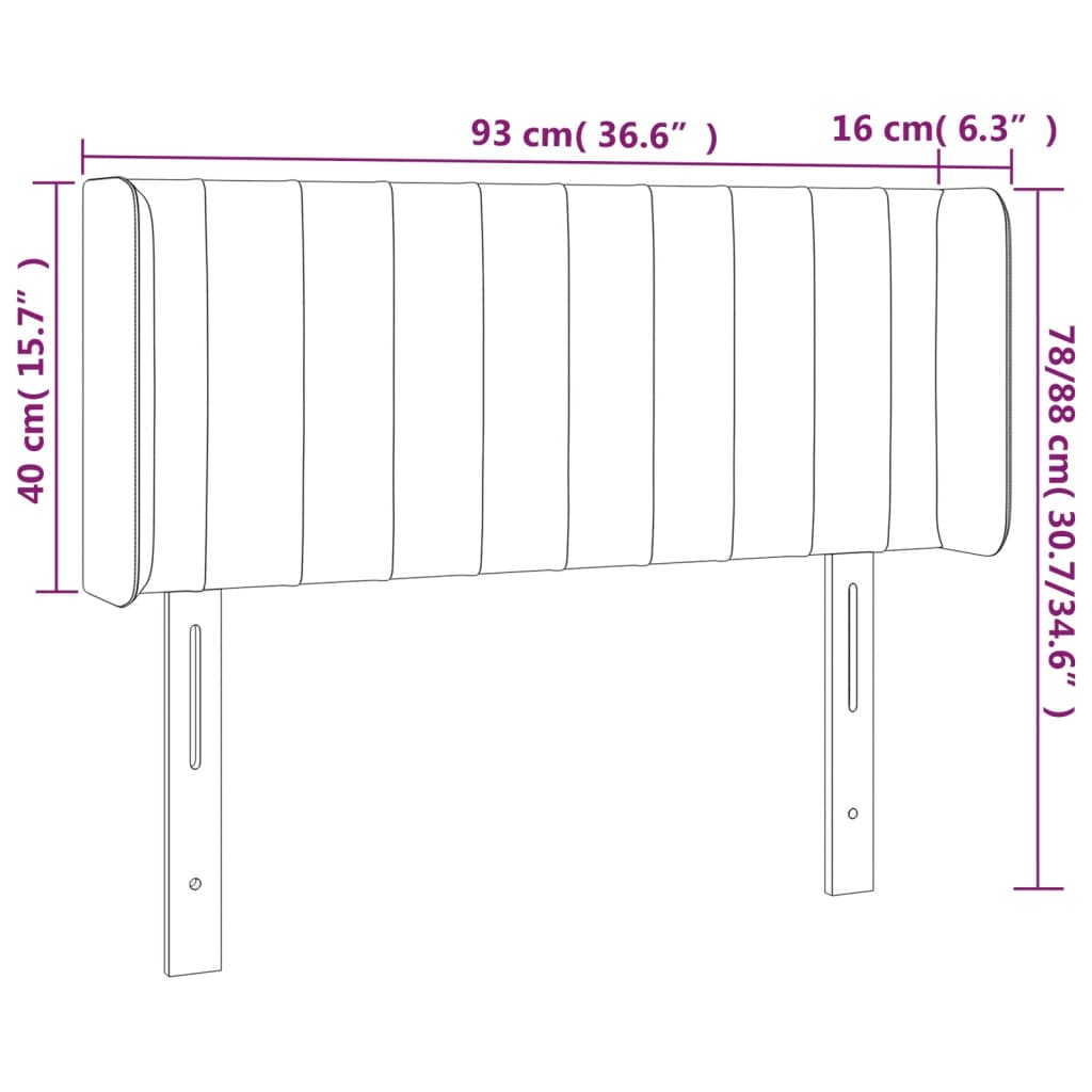 Tête de lit avec oreilles Gris clair 93x16x78/88 cm Velours - XIOS
