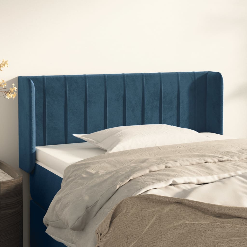 Tête de lit avec oreilles Bleu foncé 93x16x78/88 cm Velours - XIOS