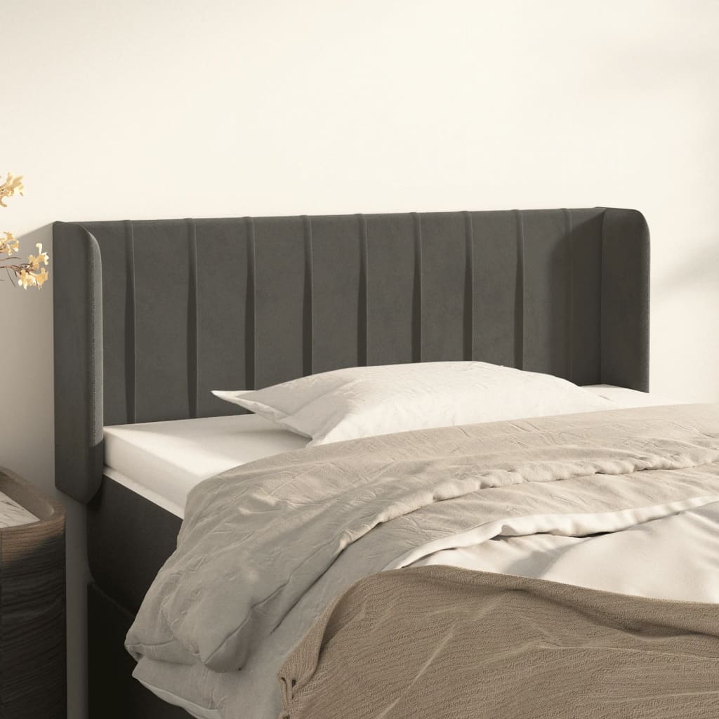 Tête de lit avec oreilles Gris foncé 103x16x78/88 cm Velours - XIOS