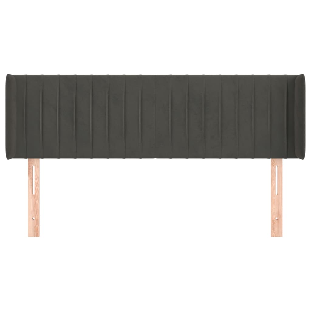 Tête de lit avec oreilles Gris foncé 147x16x78/88 cm Velours - XIOS