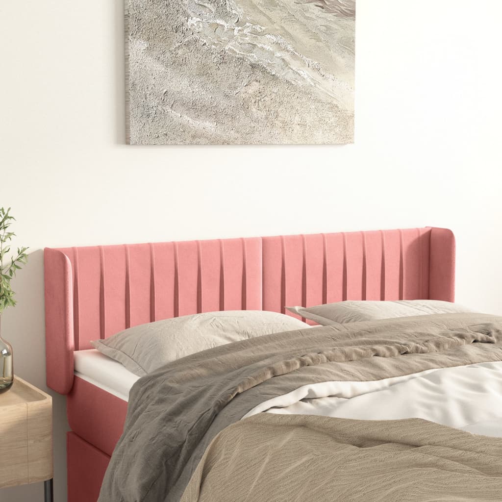 Tête de lit avec oreilles Rose 147x16x78/88 cm Velours - XIOS