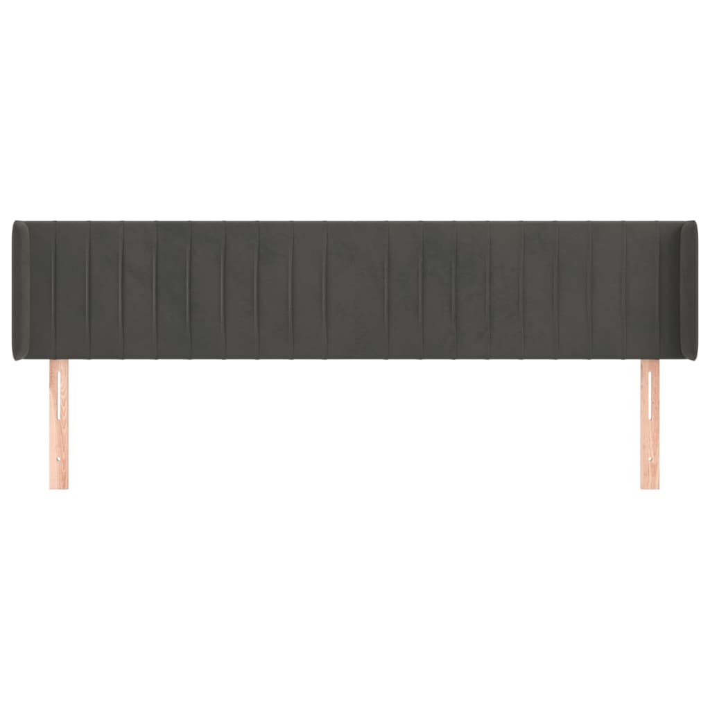 Tête de lit avec oreilles Gris foncé 163x16x78/88 cm Velours - XIOS