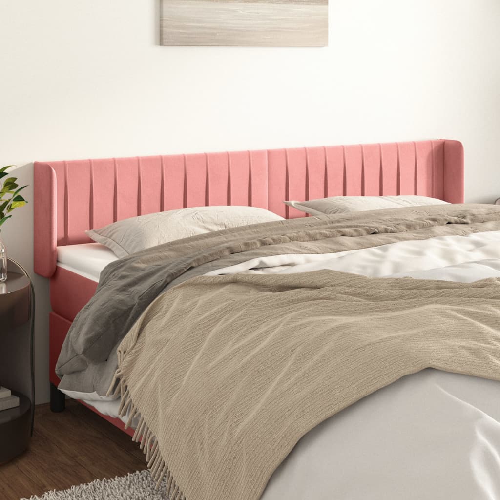 Tête de lit avec oreilles Rose 163x16x78/88 cm Velours - XIOS