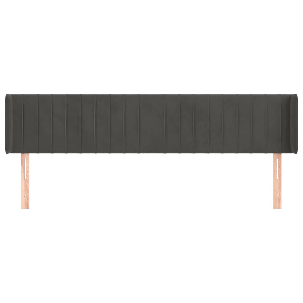 Tête de lit avec oreilles Gris foncé 203x16x78/88 cm Velours - XIOS