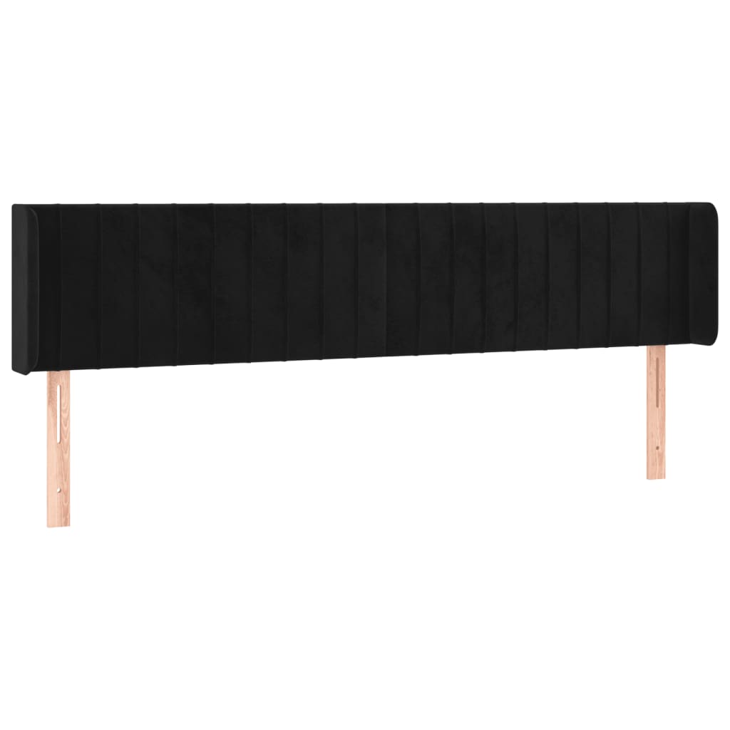 Tête de lit avec oreilles Noir 203x16x78/88 cm Velours - XIOS